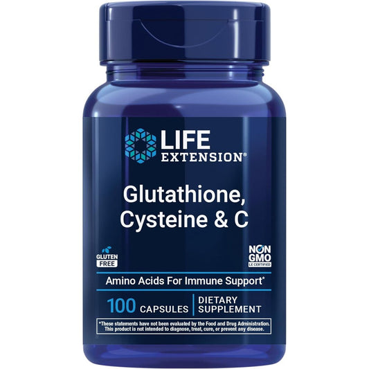Life Extension Glutathione Cysteine and C front bottle view