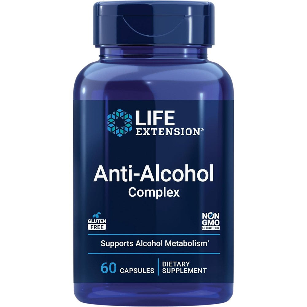 Life Extension Anti-Alcohol Complex bottle front view for liver health