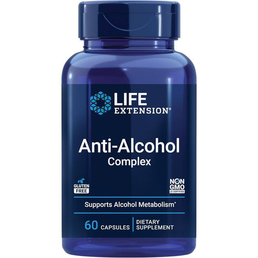 Life Extension Anti-Alcohol Complex bottle front view for liver health