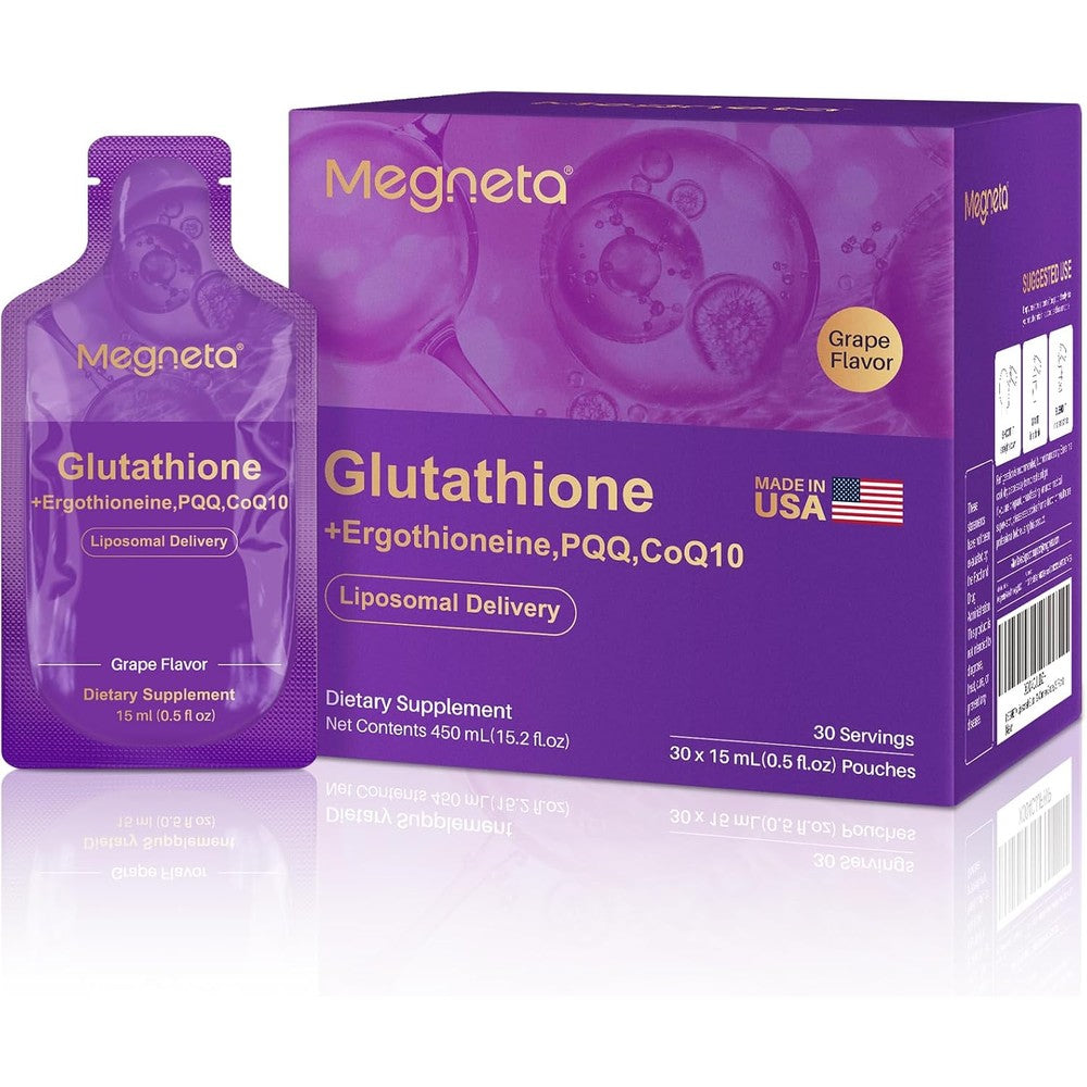 Megneta Liposomal Glutathione 500mg supplement front view pouch packaging