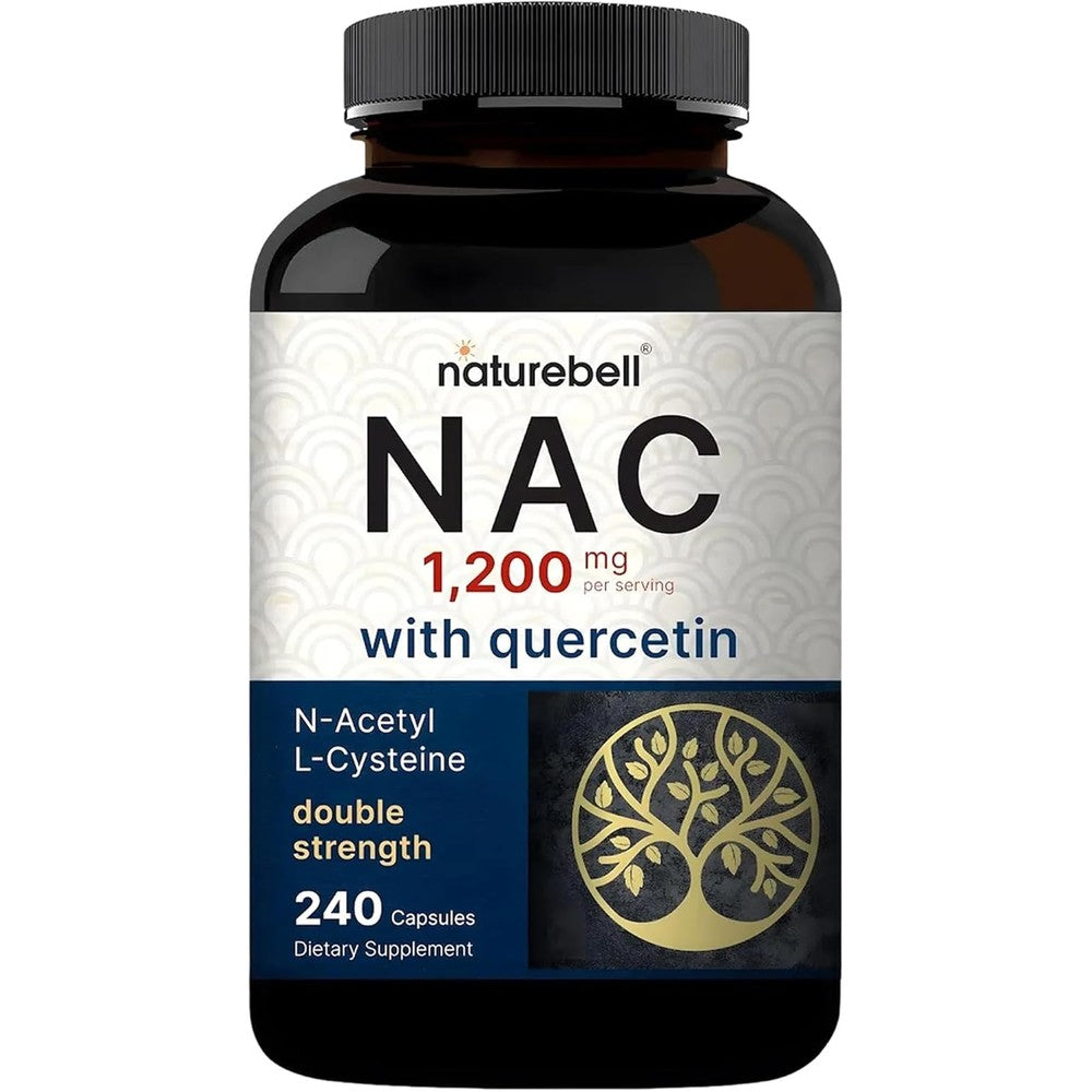 NatureBell NAC 1200mg With Quercetin 240 Capsules N-Acetyl L-Cysteine Antioxidant Support Supplement
