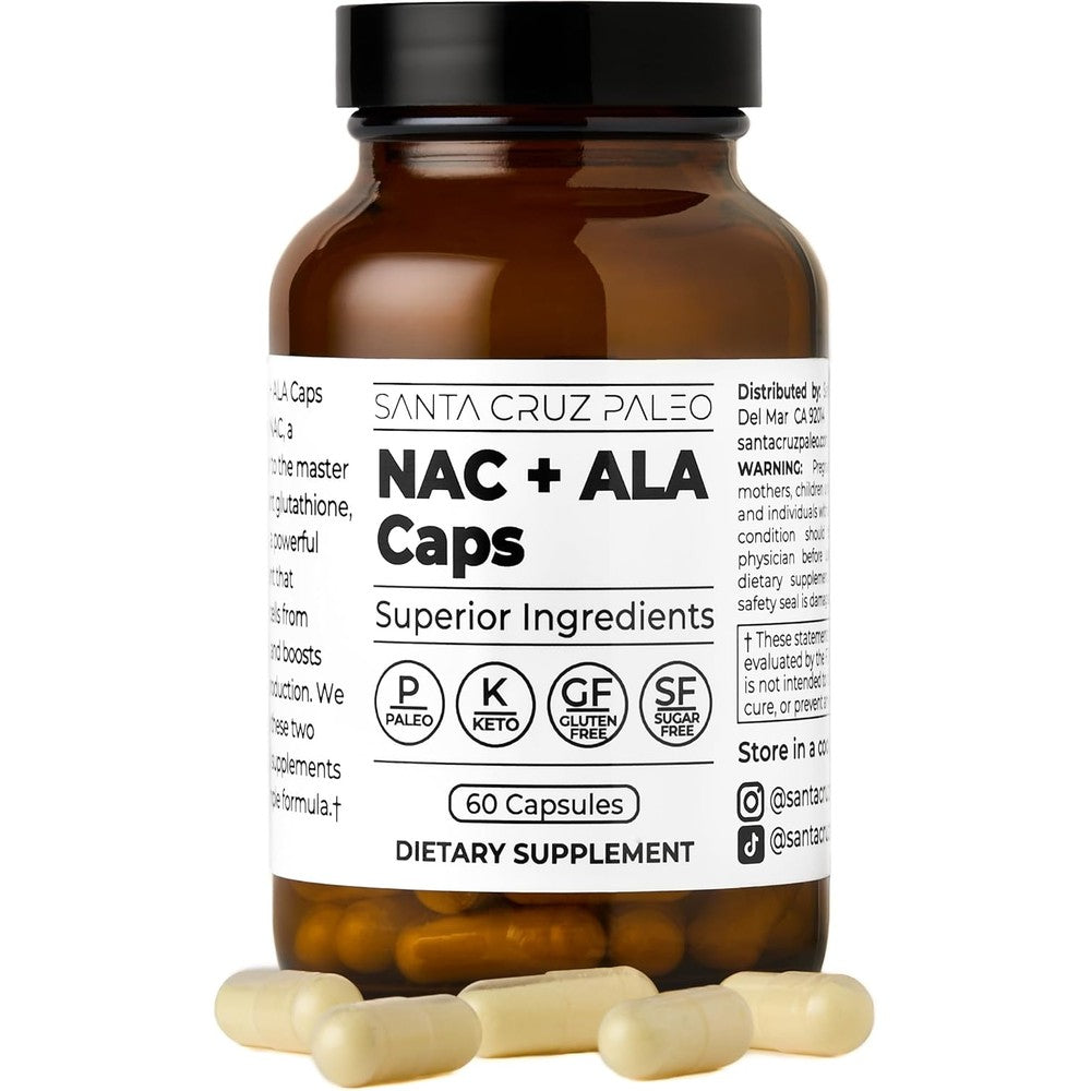 Santa Cruz Paleo NAC + ALA Caps front view bottle