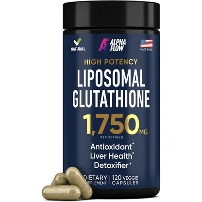 Alpha Flow Liposomal Glutathione 1750mg front view bottle