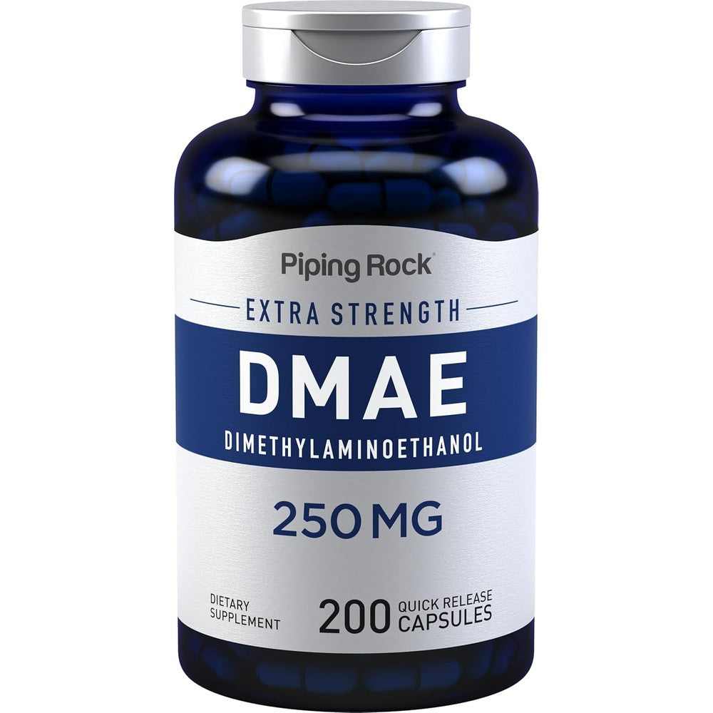 Piping Rock Extra Strength DMAE 250mg front view bottle for cognitive health support