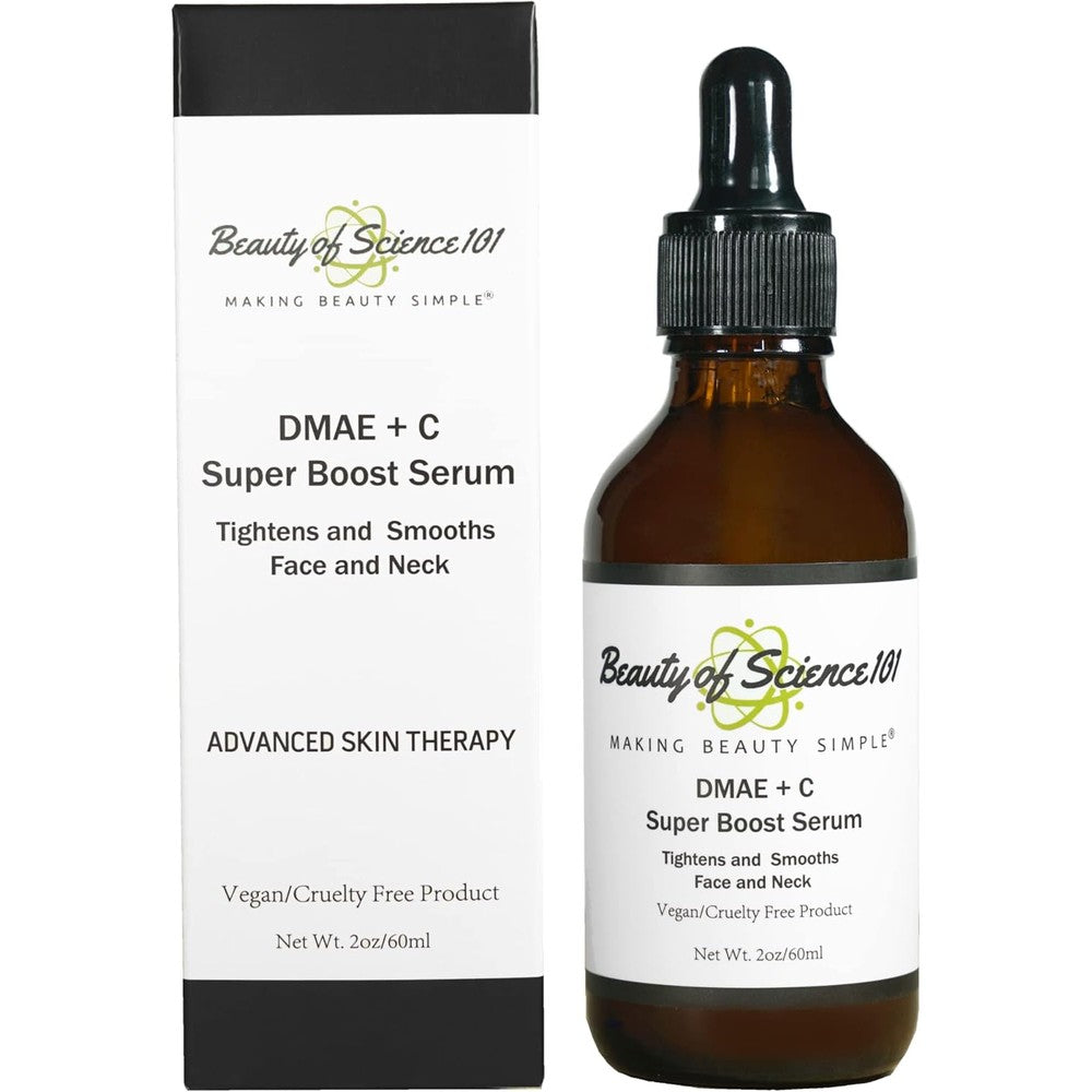 Beauty of Science 101 DMAE plus C Super Boost Serum 2 Ounce front bottle view
