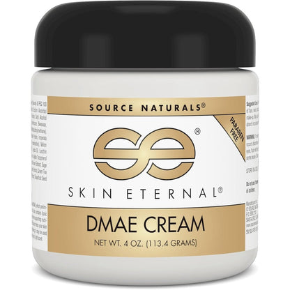 Source Naturals Skin Eternal DMAE Cream 4 Ounce front view jar on commercial backdrop