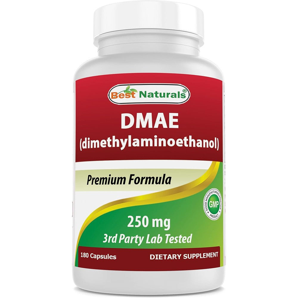 Best Naturals DMAE Supplement 250 mg 180 Capsules front view bottle for cognitive health