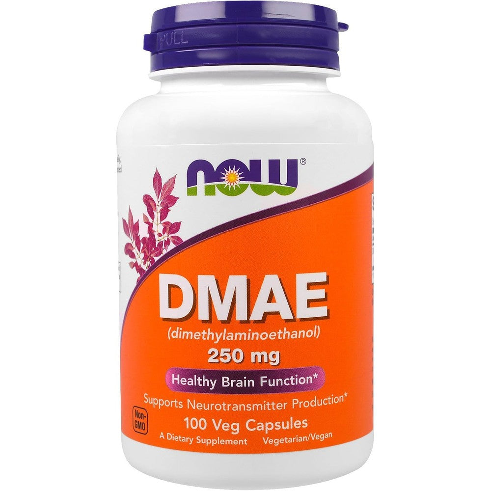 Now Foods DMAE 250 milligrams cognitive supplement front view bottle