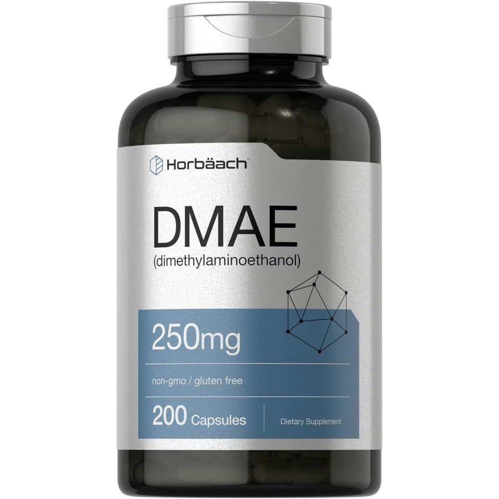 Horbäach DMAE 250mg 200 capsules front label view for cognitive health supplement
