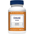 The Vitamin Shoppe DMAE 130 mg front view bottle packaging cognitive support supplement.