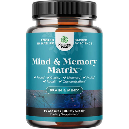 Natures Craft Matrix Nootropic Brain Supplement front view bottle for memory support
