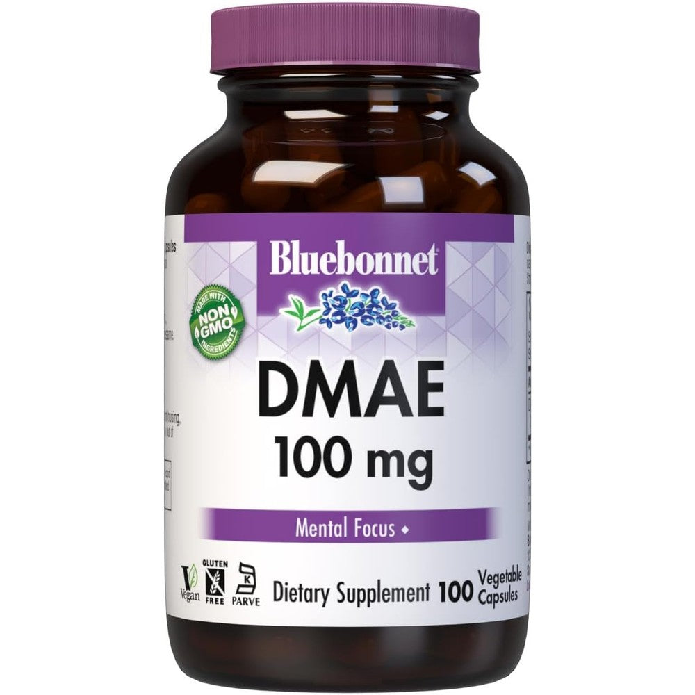 BlueBonnet Nutrition DMAE 100mg brain focus supplement front view