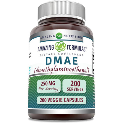 Amazing Nutrition Amazing Formulas DMAE 250 Milligrams front bottle view brain health supplement