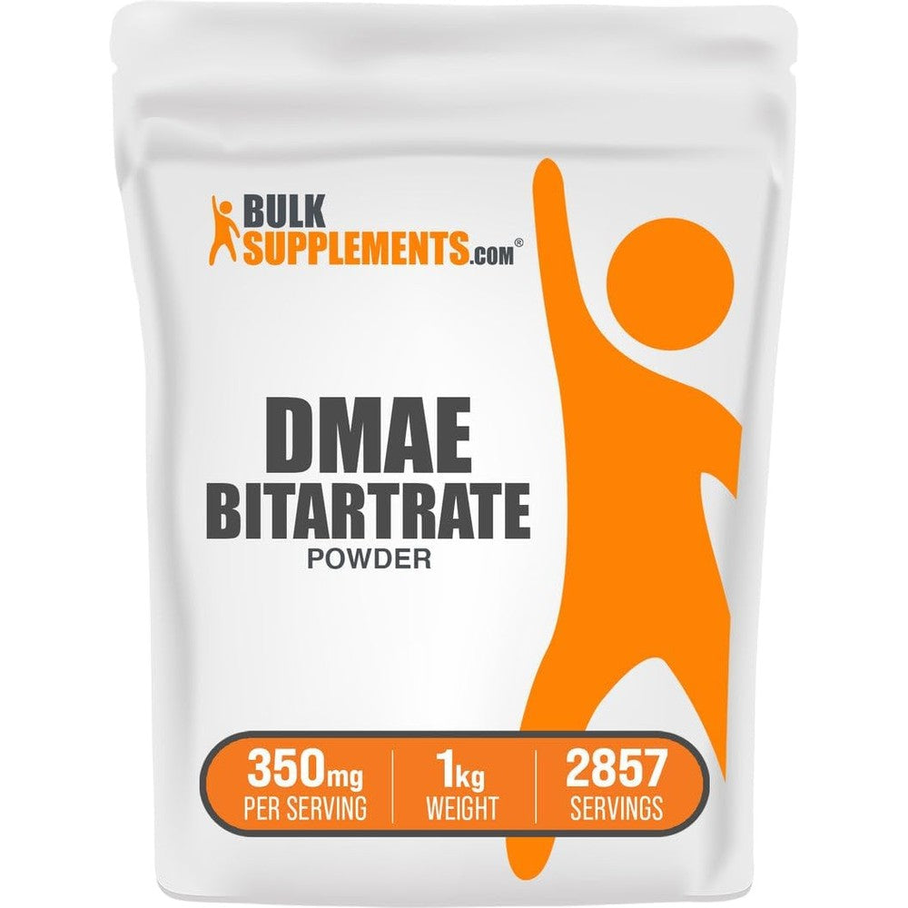 BulkSupplements DMAE Bitartrate Powder 1 Kilogram front package view for cognitive support.