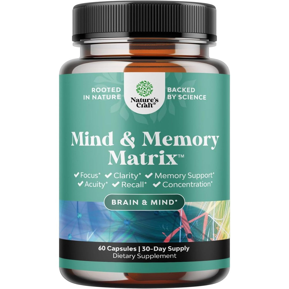 Natures Craft Advanced Brain Supplement front view bottle for memory focus