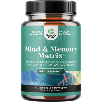 Natures Craft Advanced Brain Supplement front view bottle for memory focus