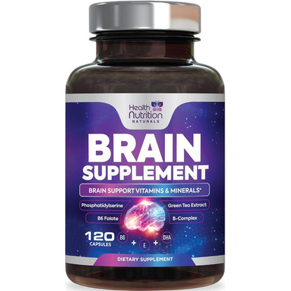 Nature's Peak Brain Memory Supplement front view bottle containing one hundred and twenty capsules for cognitive health support.