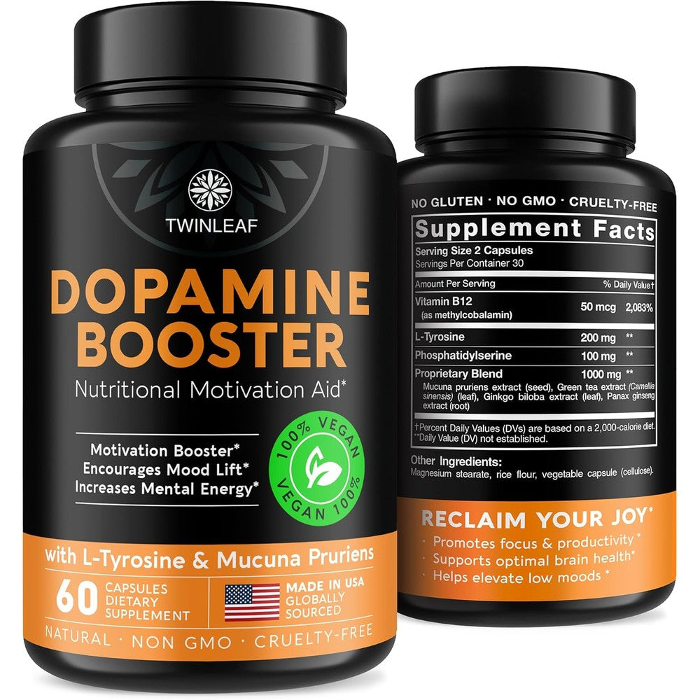 Twinleaf Nutrition Dopamine Brain Support 60 capsules front view bottle packaging