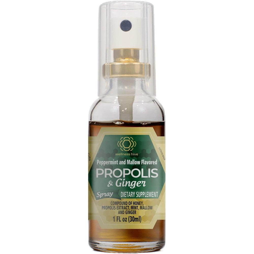 Bee & You Propolis Extract Spray with Ginger 30ml front view bottle for natural immune support.