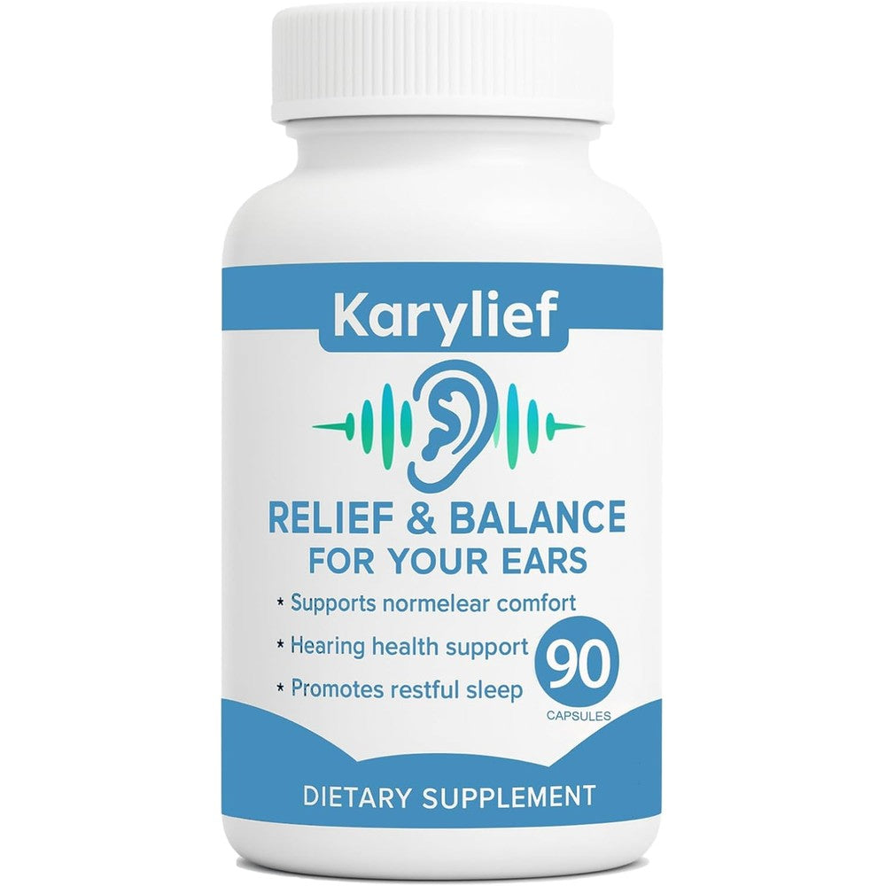 Karylief Tinnitus Relief ear health capsules front view for ringing ears support