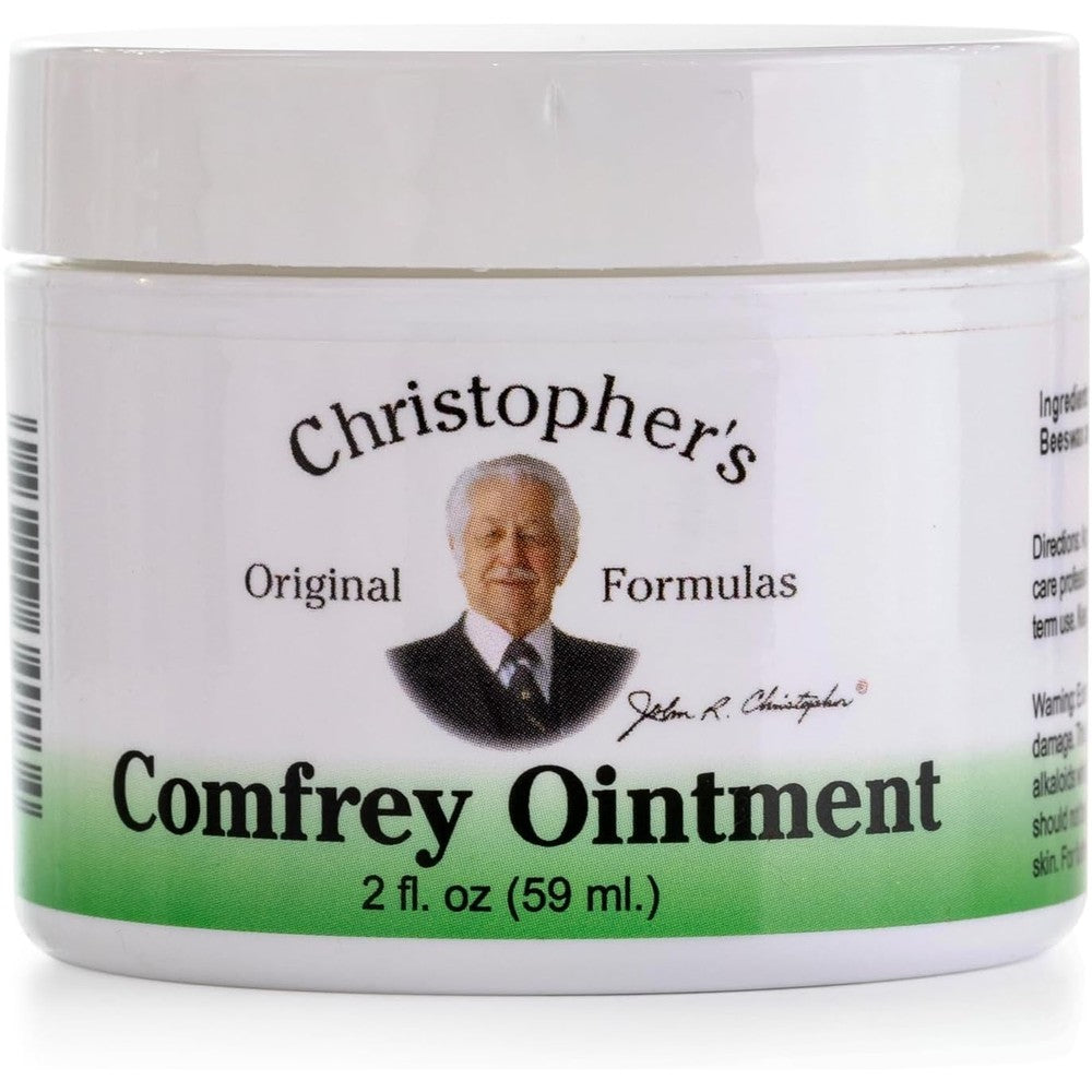 Christopher's Original Formulas Comfrey Ointment 2 Ounce jar front view for herbal skin support.