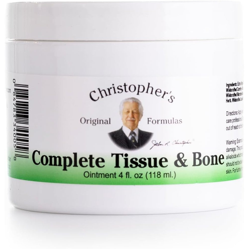 Christopher's Original Formulas Complete Tissue and Bone Ointment 4oz jar front view for joint support.