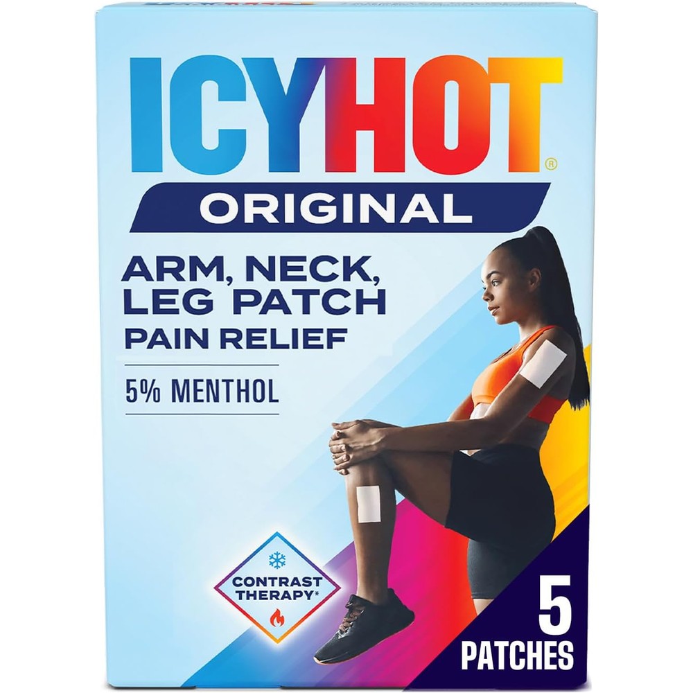 Icy Hot Original Pain Relief Patch Medium Size Fabric Patches With Menthol 5 Percent For Muscle Strains And Joint Pain 5 Count Box - Image 1