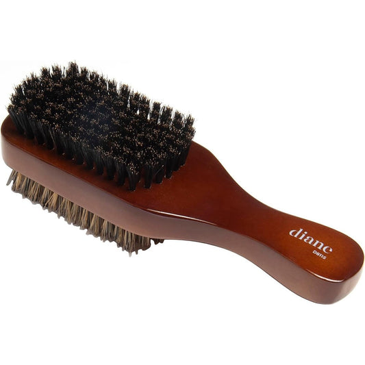 Diane premium boar bristle 2-sided club brush front view showing dark wood handle