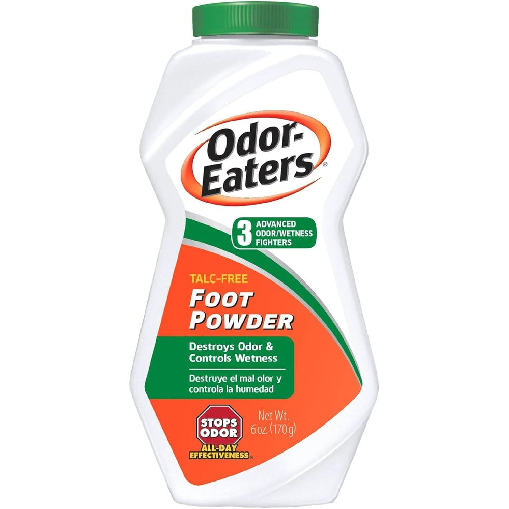 Odor-Eaters Foot Powder front view 6 ounce bottle for odor destruction.