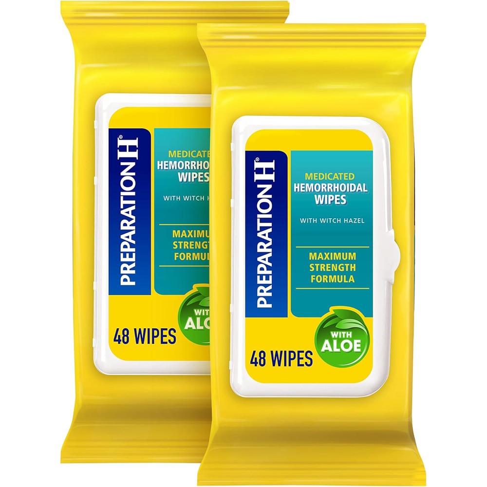 Preparation H Medicated Wipes ninety-six count front view packaging for hemorrhoid relief
