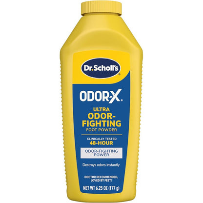 Odor-Eaters Foot Powder 4 pack front view for odor elimination.
