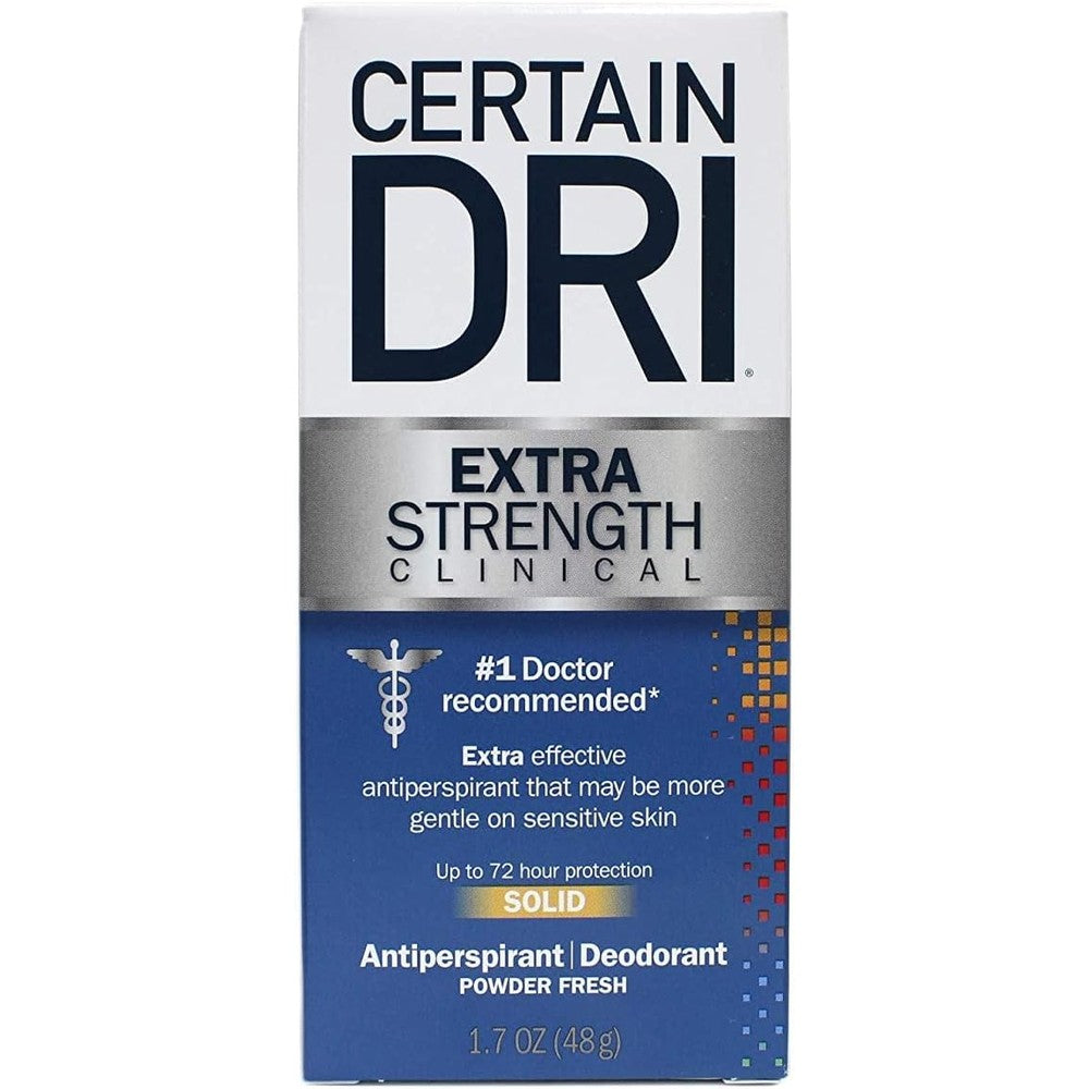 Certain Dri Extra Strength Clinical Antiperspirant Solid Stick front view container