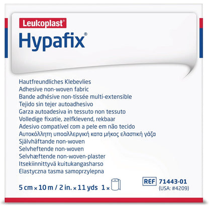 Leukoplast Hypafix wide area fixation tape roll front view for medical device securement