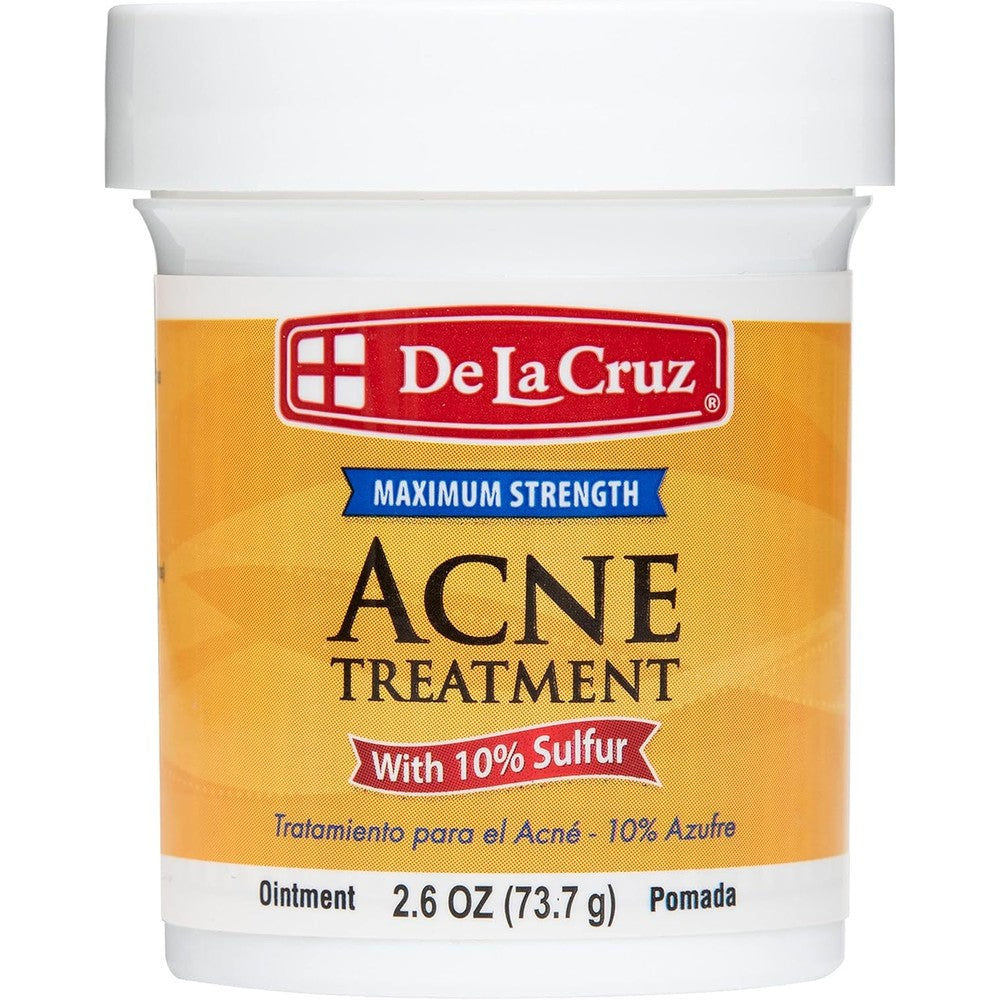 De La Cruz 10% Sulfur Ointment front view jar for cystic acne treatment