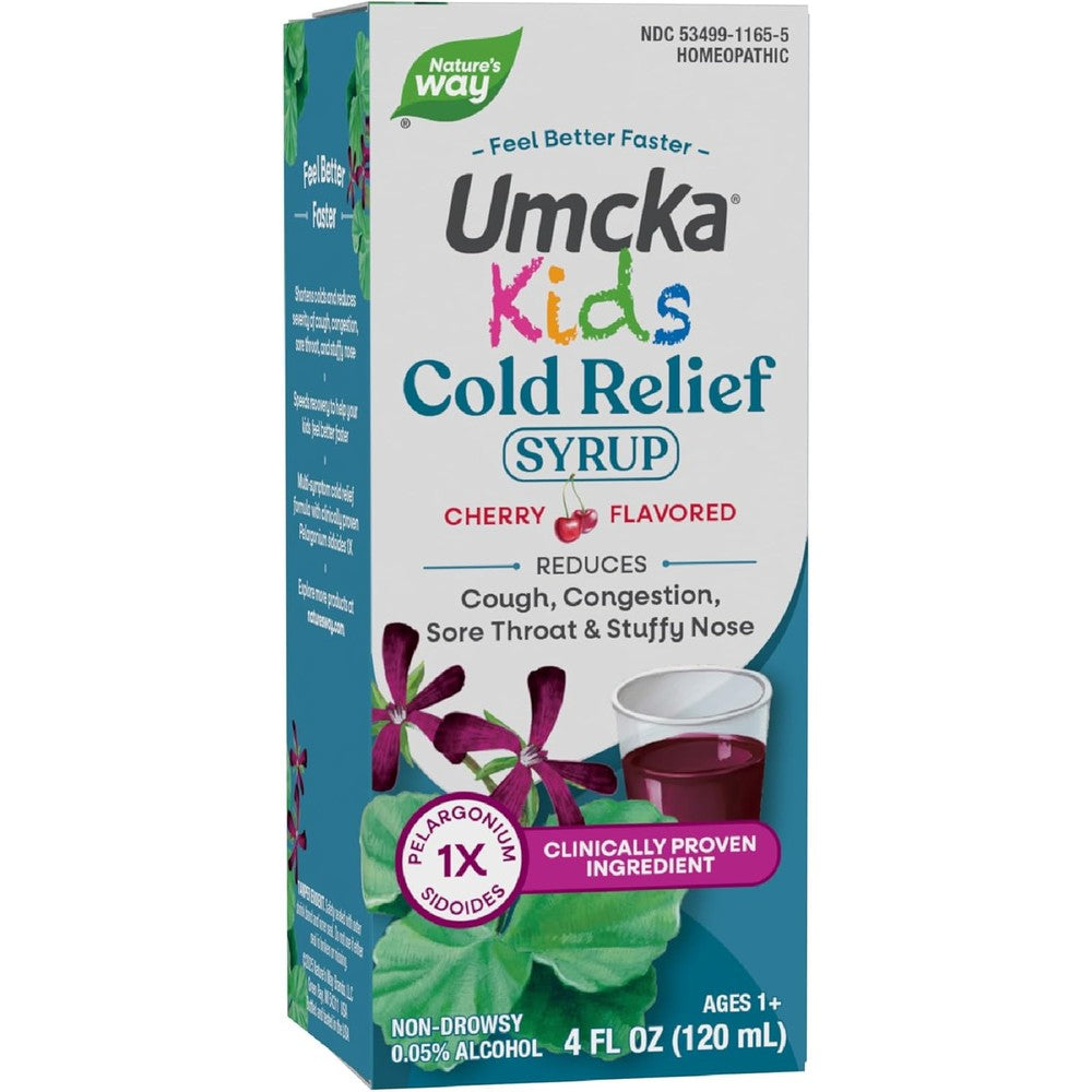 Nature's Way Umcka Kids Cold Relief Syrup front view for natural children's medicine