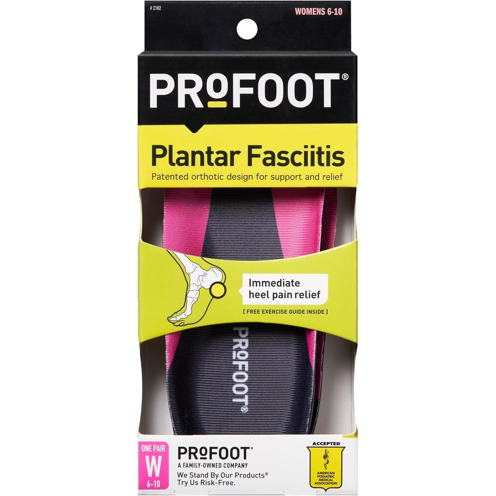 PROFOOT Plantar Fasciitis Orthotic Insoles for Women front view showing arch support.