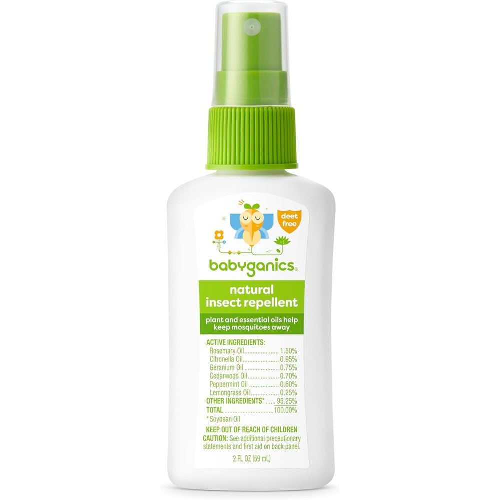 Babyganics Natural Insect Repellent Spray front view showing the two ounce bottle