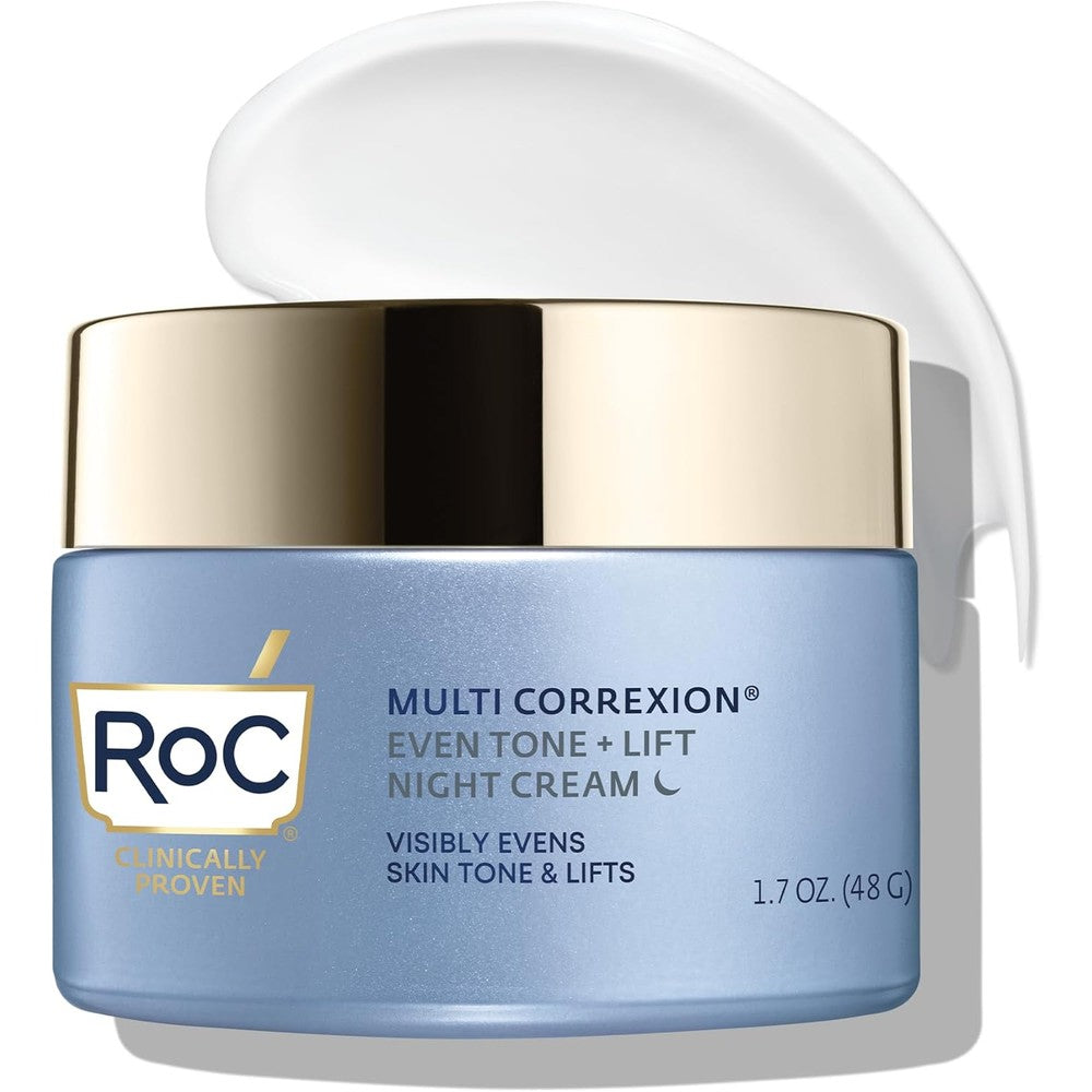 RoC Multi Correxion Even Tone and Lift Night Cream jar front view showing anti aging packaging