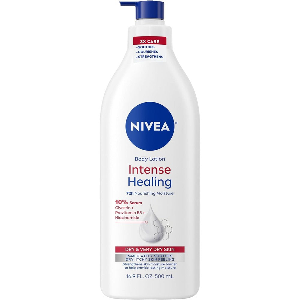 Nivea Intense Healing Body Lotion front view 16.9 fluid ounce bottle