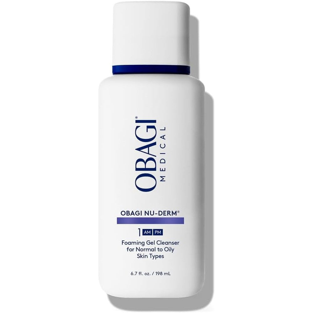 Obagi Medical Nu Derm Foaming Gel Cleanser front view bottle