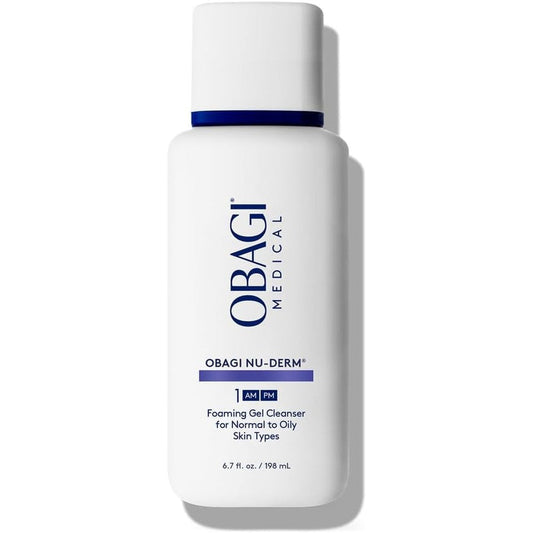 Obagi Medical Nu Derm Foaming Gel Cleanser front view bottle
