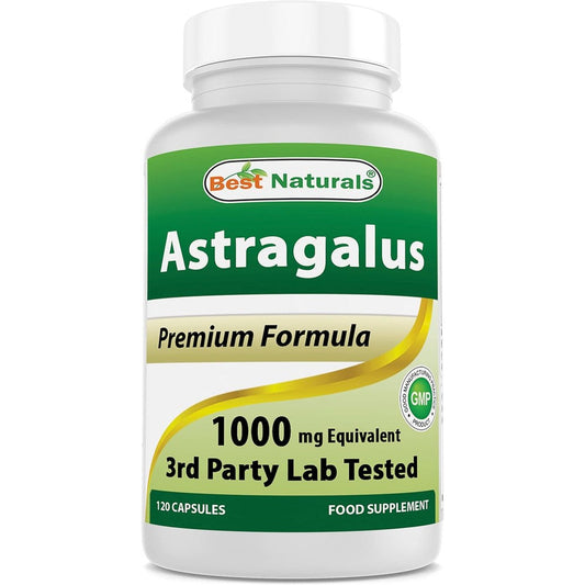 Best Naturals Astragalus 1000 Milligrams 120 Capsules front view immune support supplement