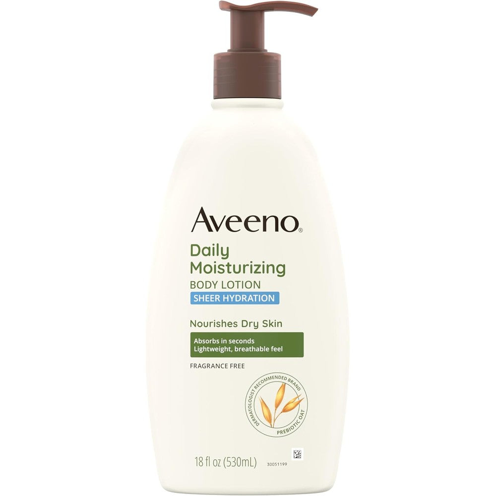 Aveeno Sheer Hydration Daily Moisturizing Lotion front view bottle with pump