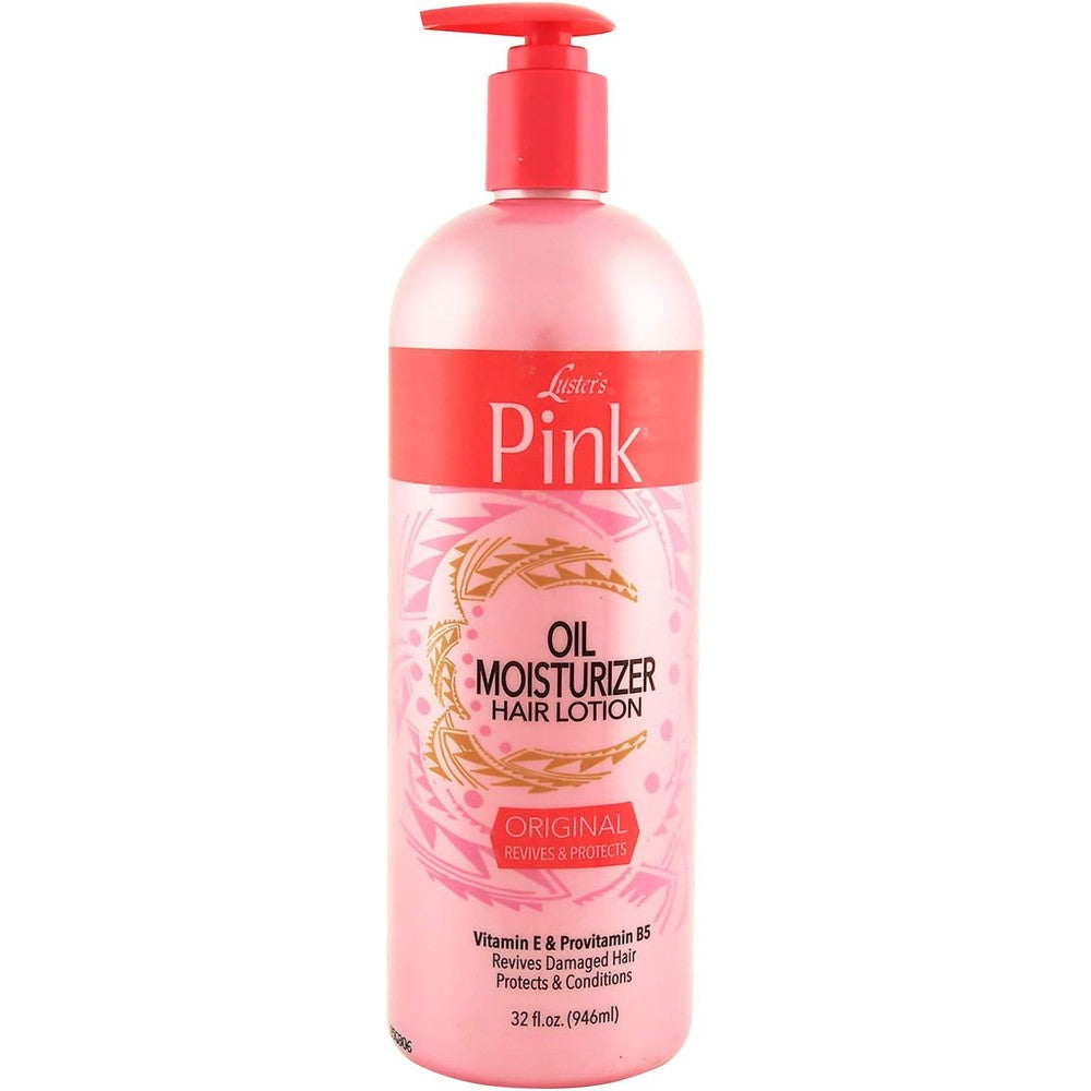 Luster's Pink Original Oil Moisturizer Hair Lotion 32 Ounce front view pump bottle for daily deep hydration