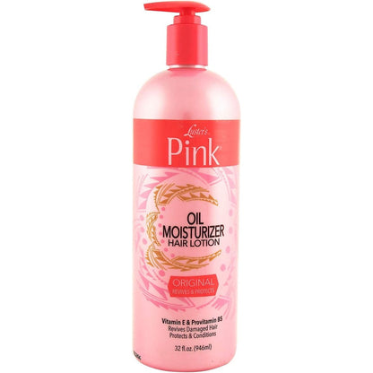 Luster's Pink Original Oil Moisturizer Hair Lotion 32 Ounce front view pump bottle for daily deep hydration