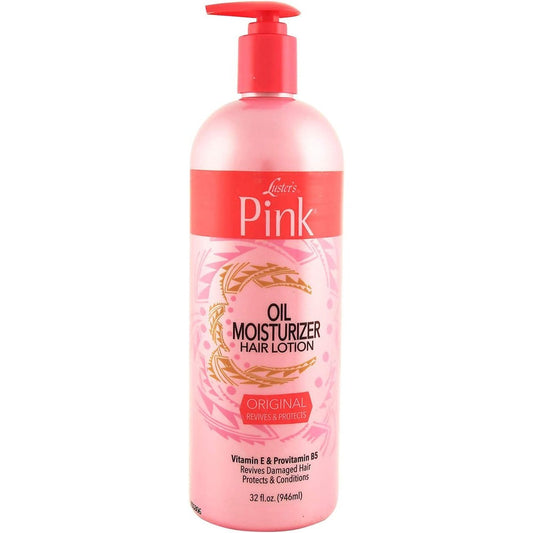 Luster's Pink Original Oil Moisturizer Hair Lotion 32 Ounce front view pump bottle for daily deep hydration