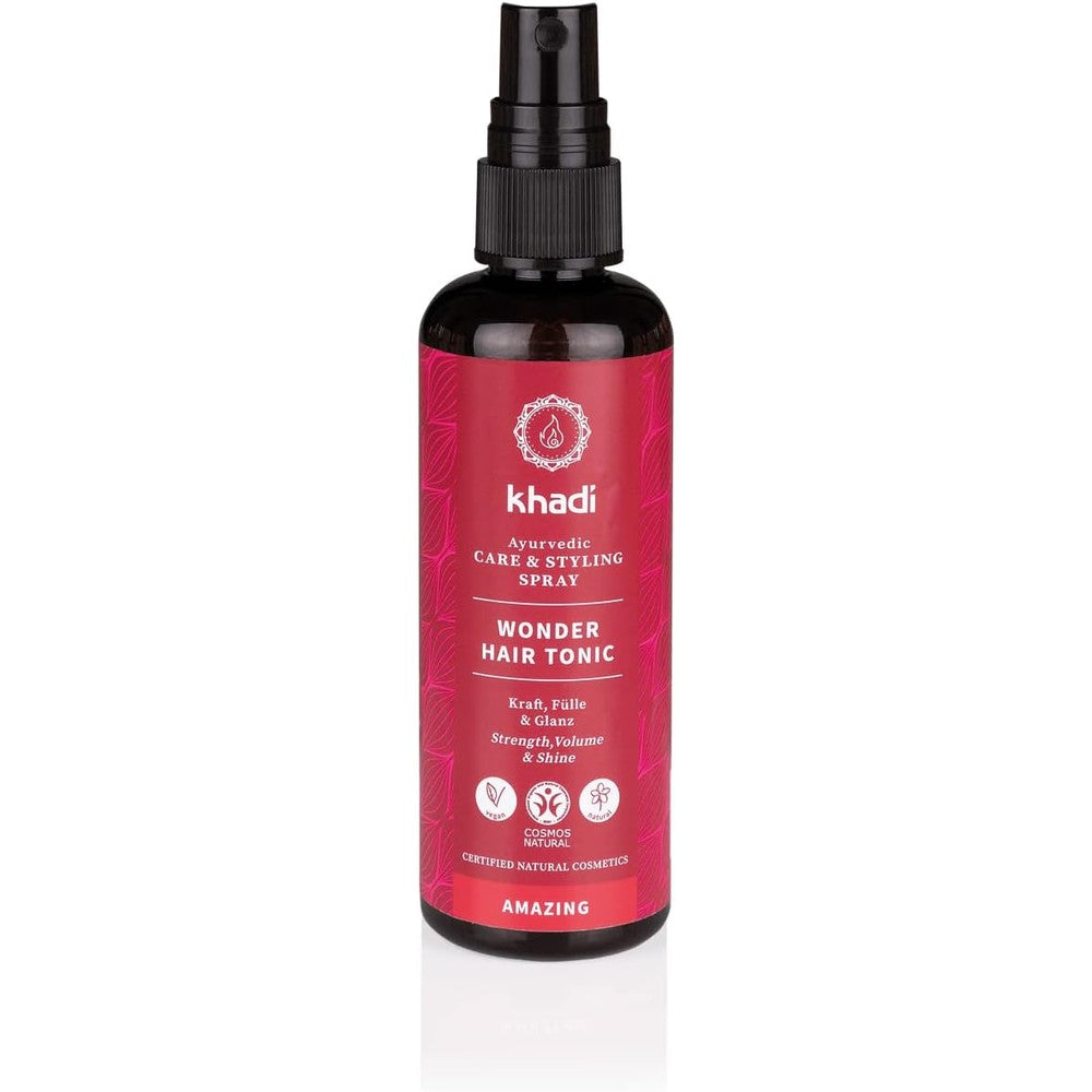 Khadi Wonder Hair Tonic front view bottle showcasing the international packaging.