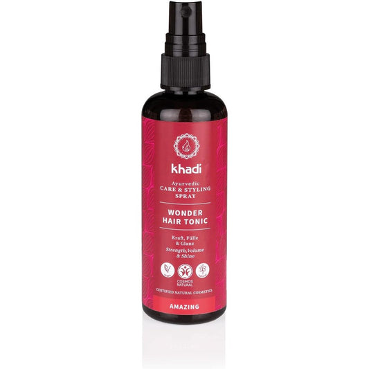 Khadi Wonder Hair Tonic front view bottle showcasing the international packaging.