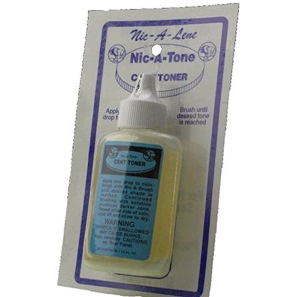 Nic-A-Lene Nic-A-Tone coin toning solution 1.25 ounce bottle front view