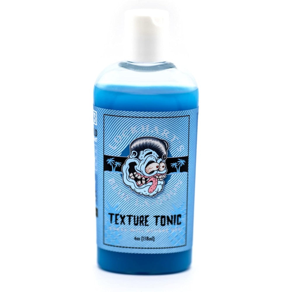 Lockhart's Authentic Blue LaGoon Texture Hair Tonic front view bottle showcasing the blue formula and iconic label